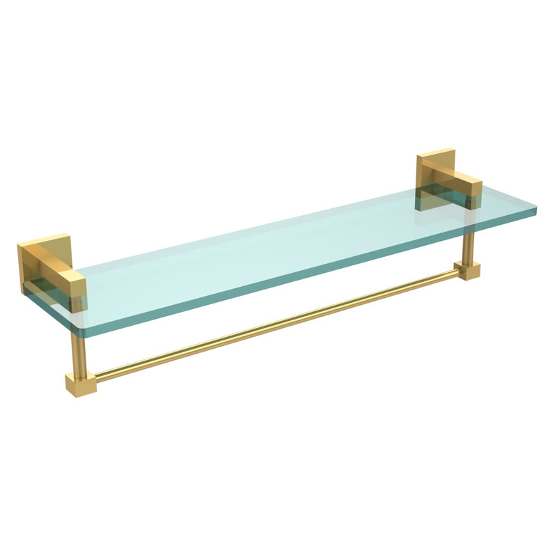 Haranu Bracket Shelf with Towel Bar, Unlacquered Brass, 22 Inch