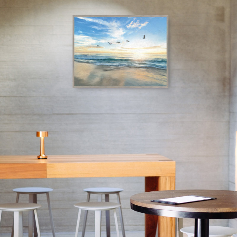Coastal Flight Pattern by Studio Arts Canvas Art Print, 43" H x 57" W x 1.5" D, Light Gray Floater Framed Canvas
