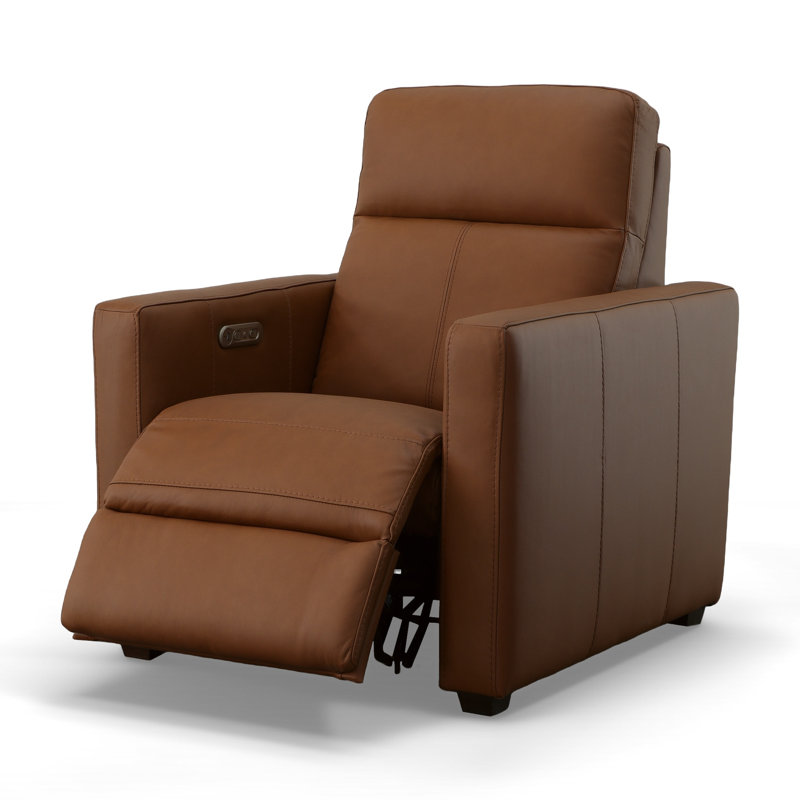 Broadway 34" Leather Power Club Recliner, Cinnamon Leather Match