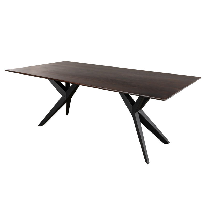 Acacia Rectangular Solid Wood Top Dining Table, H76 x L160 x W90cm, Brown, Anthracite