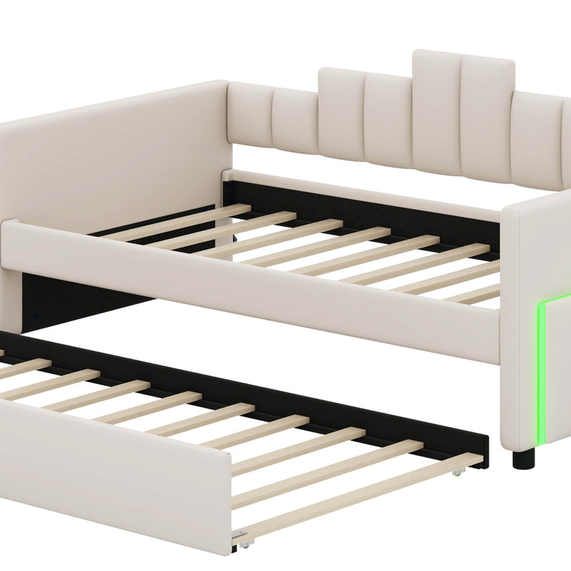 Lit de jour simple avec couchette Jevonda, Beige