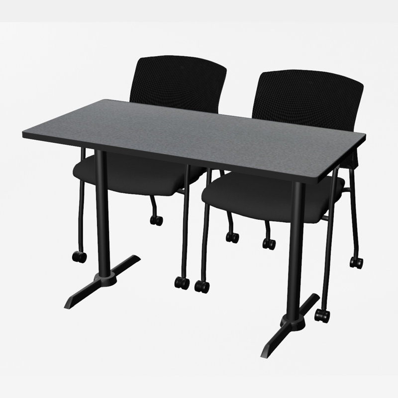 Base et table de formation Cain, H 29 po x L 48 po x l 24 po, Noir, Gris entreprise