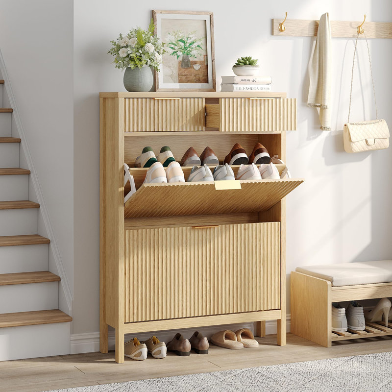 Shoe Storage Cabinet With 2 Flip Drawers