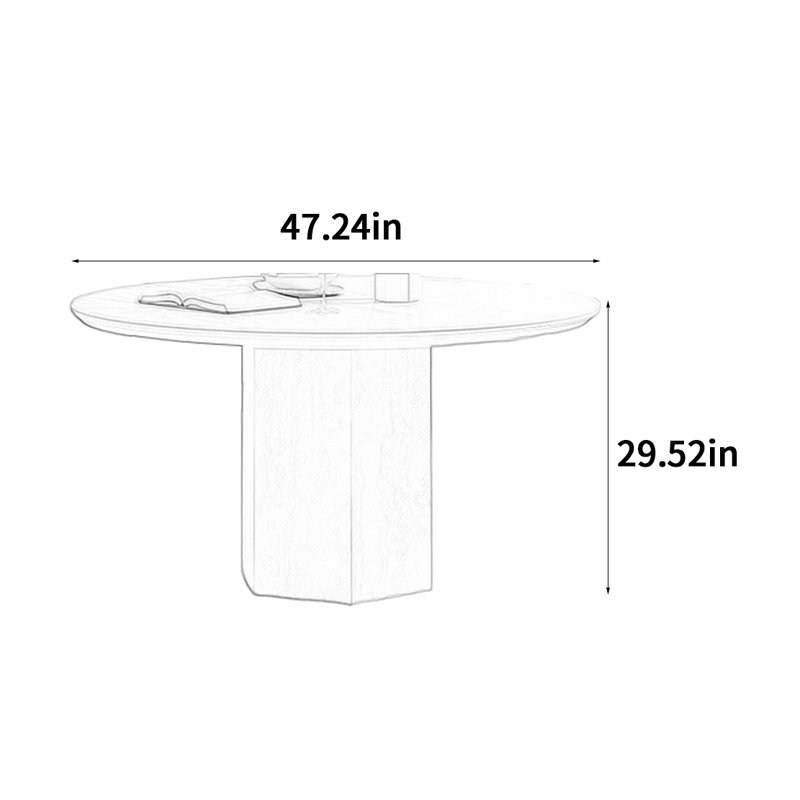 Table de salle à manger style français, H 29,52 po x L 47,24 po x l 47,24 po