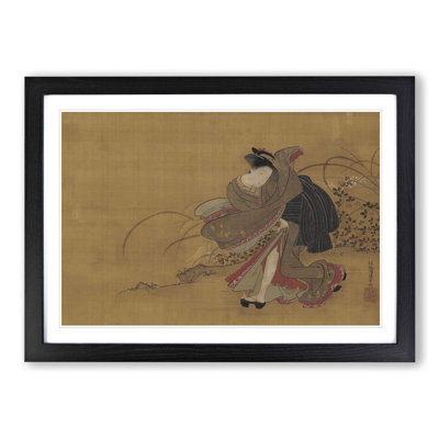 Oriental Japanese Beauty by Koryusai Isoda - Framed Print