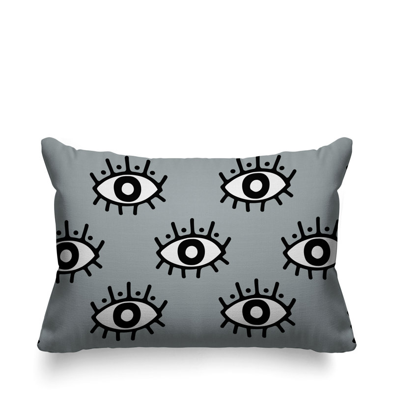 Coussin intérieur / extérieur Ankara Evil Eye, Gris
