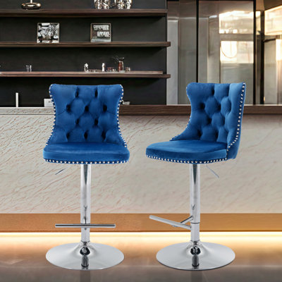 Blue Velvet Bar Stools Set Of Buy Modern Bar Stool Chairs Set Of