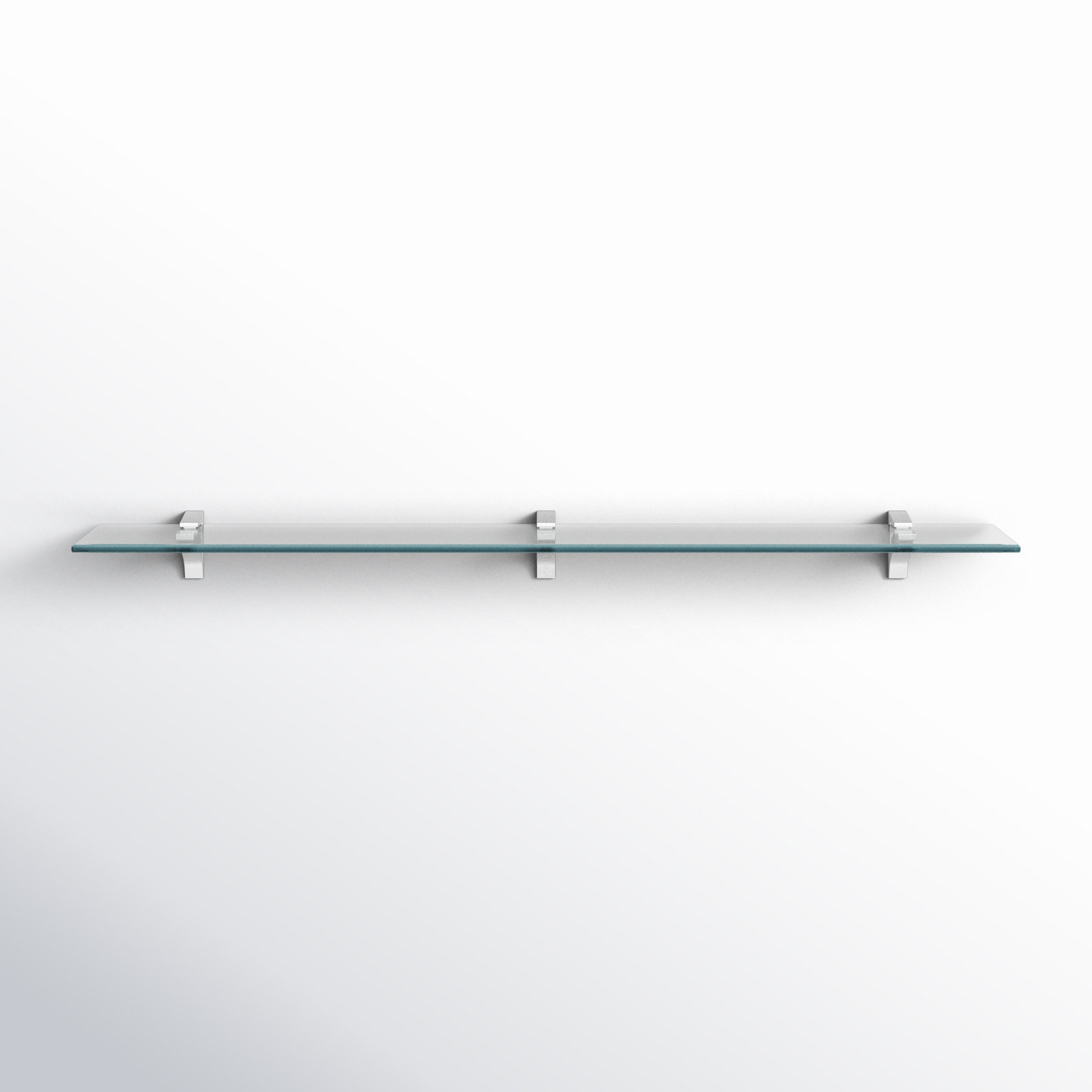 Electra Glass Floating Shelf, 2.86" H x 36" W x 6.5" D, Chrome