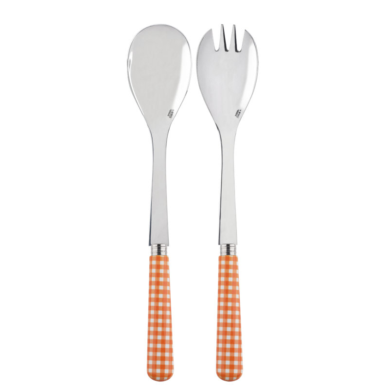 Sabre Paris - Salad Cutlery Set Gingham, Orange