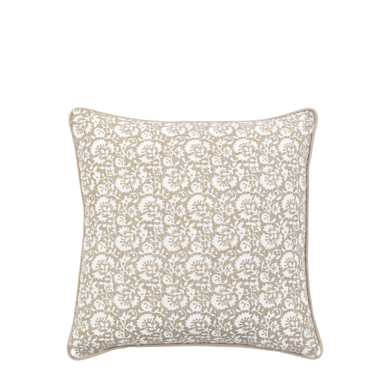 Floral Square Cushion, Taupe