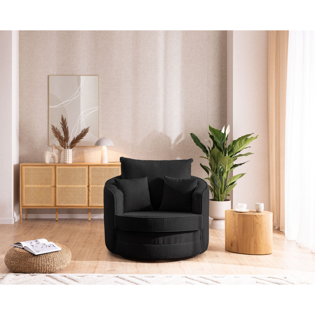 Ted Armchair Swivel Barrel Soft Chair in Cord Fabric