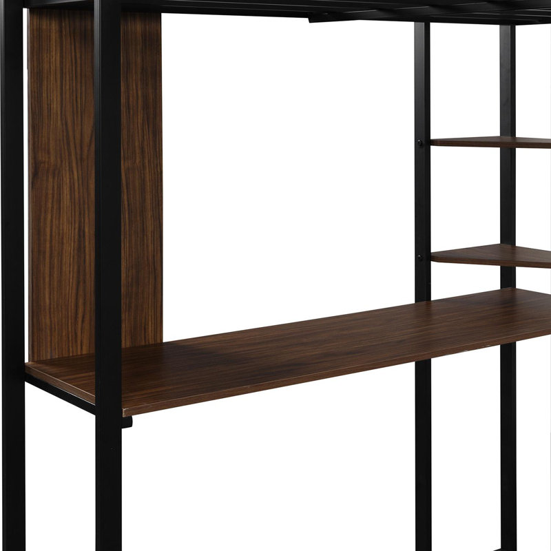 Lit mezzanine avec bureau intégré Abington, Complète, Noir
