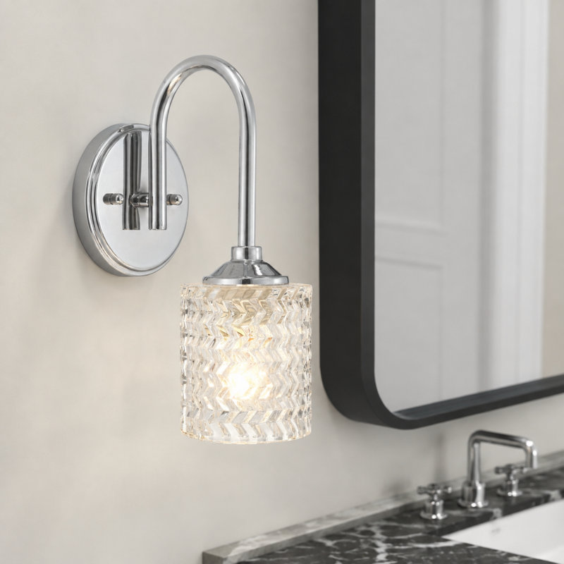 1-light Dimmable Armed Sconce Wall Sconce, Chrome