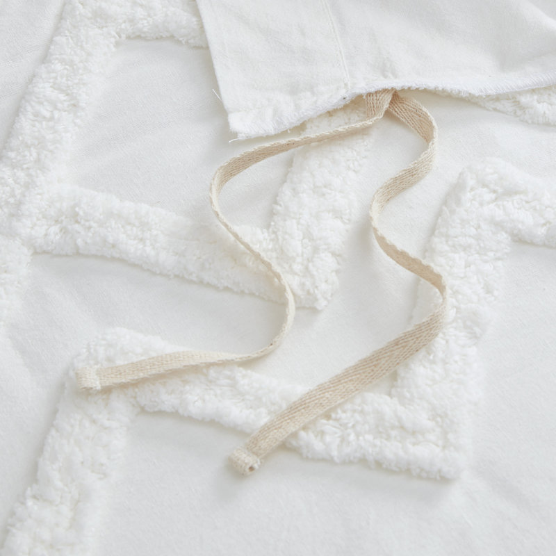 Full/Queen Navy Cotton Duvet Cover Set with Chenille Tufting