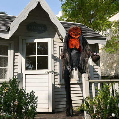 Décorations d'Halloween : citrouille géante animée effrayante de 2,13 m (7 pi), monstre extraterrestre maléfique, accessoires Jack-O-Lantern, AC 100 V - 240 V, décoration extérieure pour fête, jardin ou maison hantée