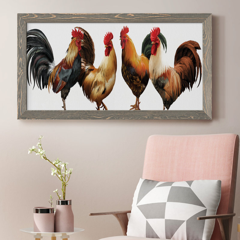 Rooster Co-Op - Peinture sur toile encadrée, Gris