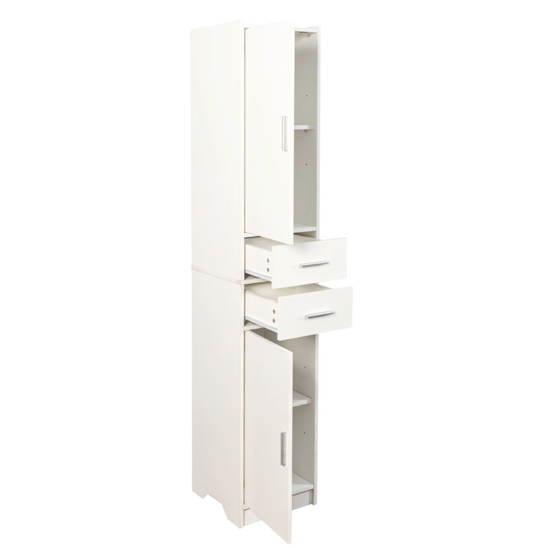 70.87" H Tall Bathroom Storage Cabinet With 2 Doors And 2 Drawer, Narrow Storage Unit, Adjustable Shelves, Floor Cabinet For Bathroom, Living Room, Entryway, Kitchen, White