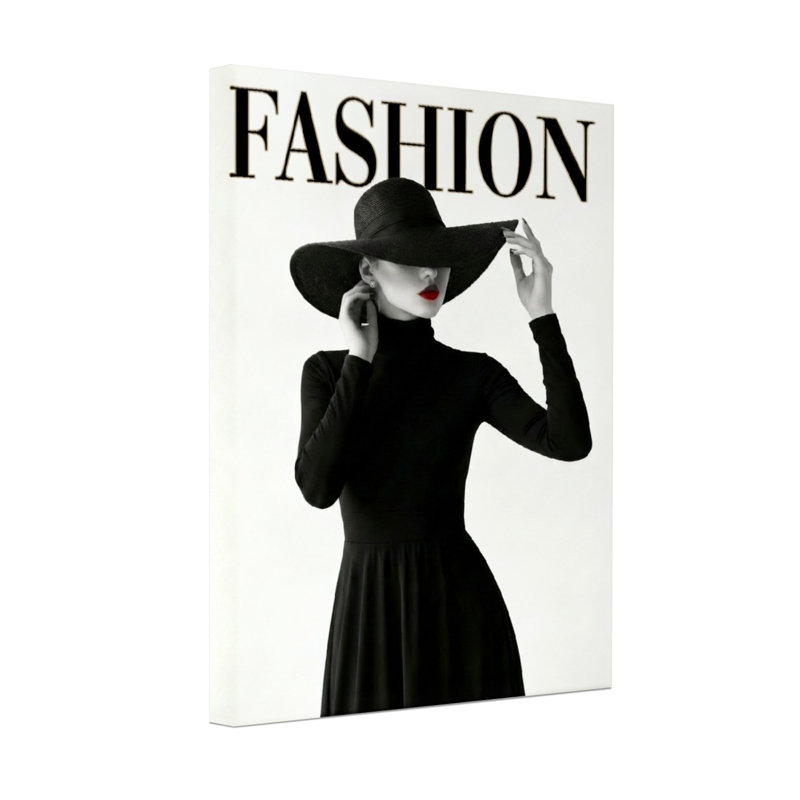 Mannequin avec chapeau noir et robe, H 18 po x l 12 po