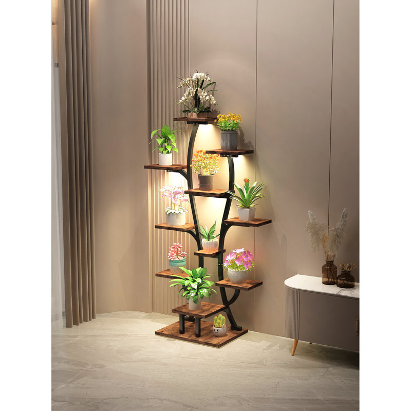 Support pour plante en forme de vase en métal avec lumières de croissance à DEL réglables, tablette intérieure multifonctionnelle, convient à différentes tailles, facile à assembler - rangement en forme pour plantes et petits objets, utilisation ?
