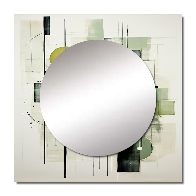 Grand miroir carré Catela - Olive Orbits Abstract Shapes, 36 po x 36 po