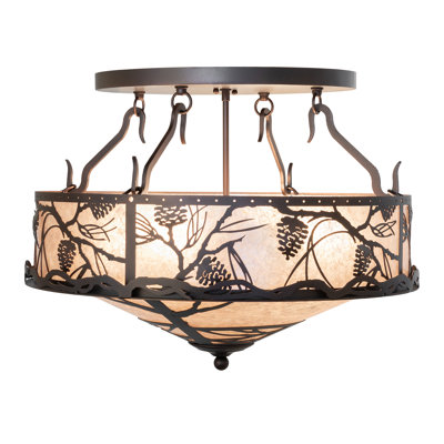 Rustic Lodge Mica Semi Flush Mount