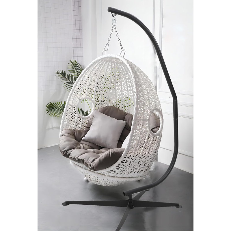 Metal Hanging Hammock C-stand For Chair, Porch Swing W/weather-resistant Finish, 330lbs Lord Offset Base, 360° Rotation（Without Chair）