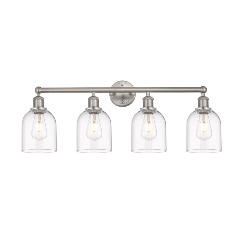 Éclairage pour salle de bain 4 lumières Bella, Transparent, Nickel satiné brossé