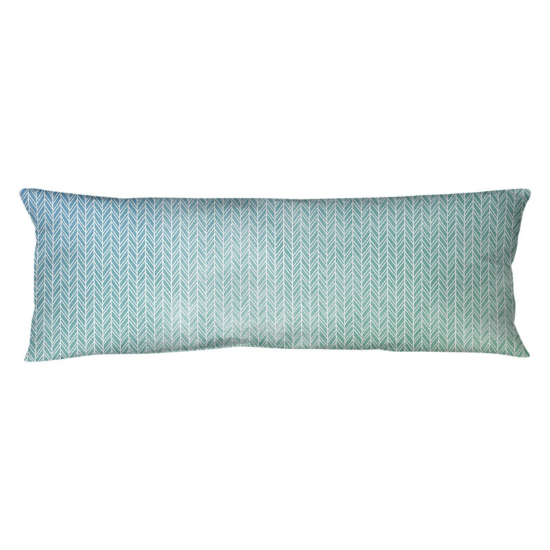 Oreiller rectangulaire à chevrons, Bourre en polyester, Molleton moelleux, Bleu / vert