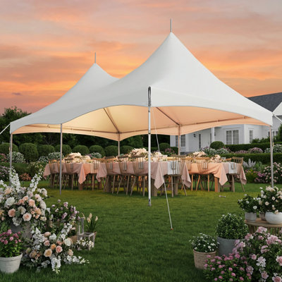 20 X 30ft Party Tent, Outdoor Canopy With Pvc Top,  Heavy Duty High Peak Shelter For 90 People