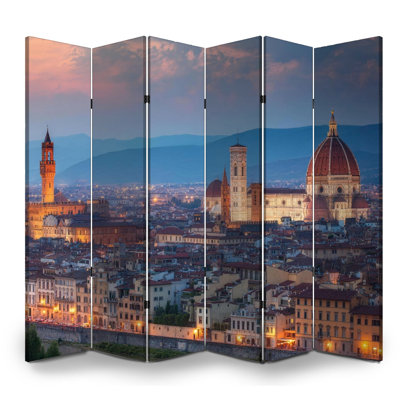 Paravent pliant à 6 panneaux, séparation de pièce, Royal Florence, Italie, photos de la ville d'eau, paravent en toile, séparateur de pièce autoportant, cloison de protection, cloison d'intimité