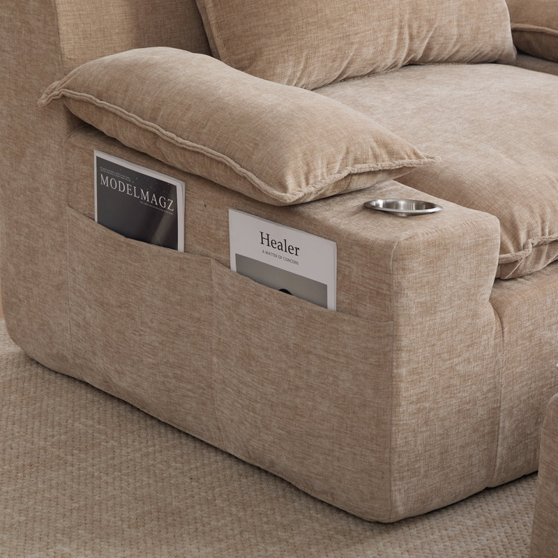 1 Seater Chenille Sofa, Khaki