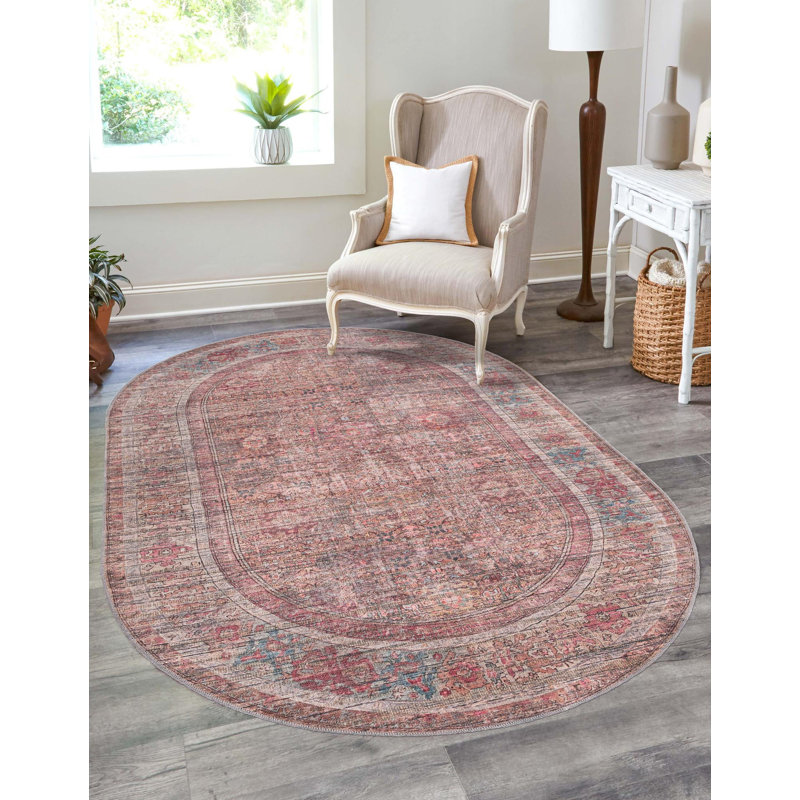 Engen Washable Oriental Indoor Rug, Oval 5'3" x 8'