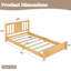 Cadre de lit simple en bois, lit plateforme en bois massif avec tête et pied de lit à lattes, lit robuste sans sommier, cadre de lit plateforme, cadre de lit simple en bois massif, cadre de lit simple pour chambre d'enfant, blanc et naturel-1872082315