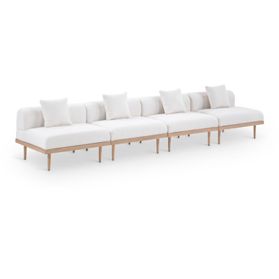 Madeleine 142" Resilient Water Resistant Olefin Fabric Upholstered 4Pc. Outdoor Patio Modular Sofa