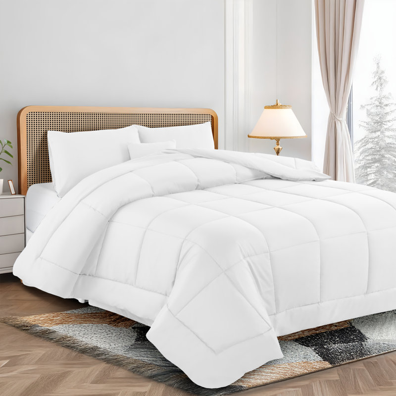 Ensemble d'édredon 5 pièces - Édredon en duvet synthétique toutes saisons avec taies décoratives et jupe de lit - Housse de couette matelassée avec pattes d'angle