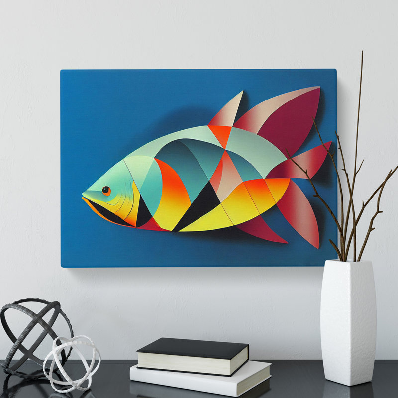 Painted Fish Vol.5 - Wrapped Canvas Print, 35cm H x 50cm W x 3cm D