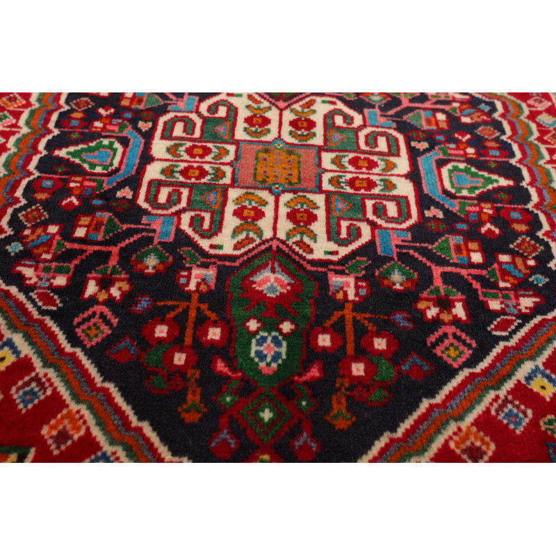 Tapis traditionnel bleu marine en laine noué à la main 2 pi 3 po x 2 pi 3 po Abadeh