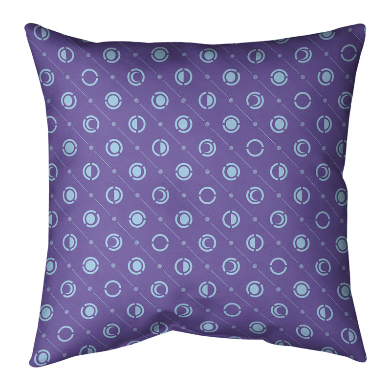 Coussin décoratif intérieur/extérieur Moon phases, 18 po x 18 po, Mauve clair/bleu sarcelle, Protection contre les rayons UV