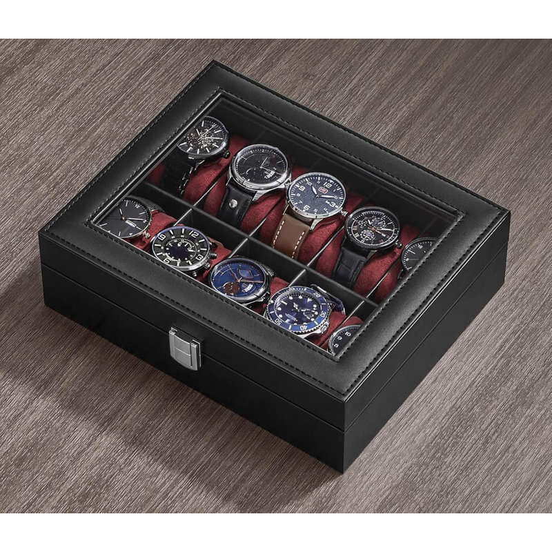 Watch Box +, Black/Wine Red