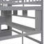 Lit double mezzanine double avec cadre de lit contemporain en pin massif minimaliste gris avec bureau intégré, escalier de rangement et tablettes ouvertes