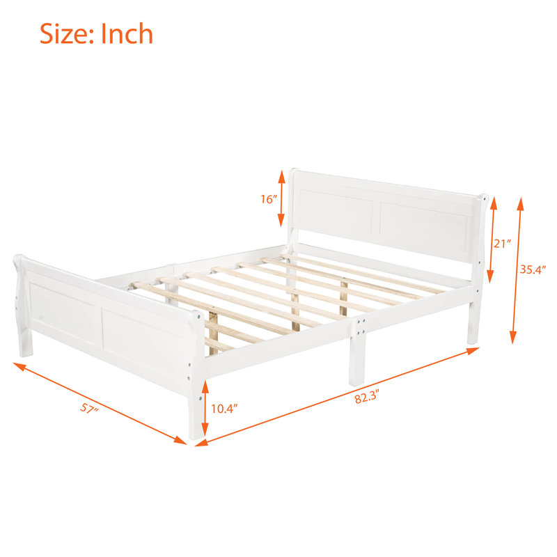 Wood Platform Bed with Headboard and Footboard, Full/Double, White