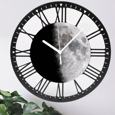 Horloge murale ronde en fer 10 po avec mouvement à quartz silencieux, chiffres romains, impression UV