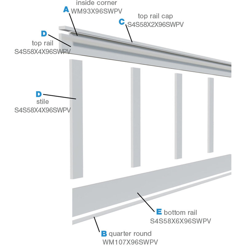 Deluxe White PVC Adjustable Wall Paneling Kit, 96" Length