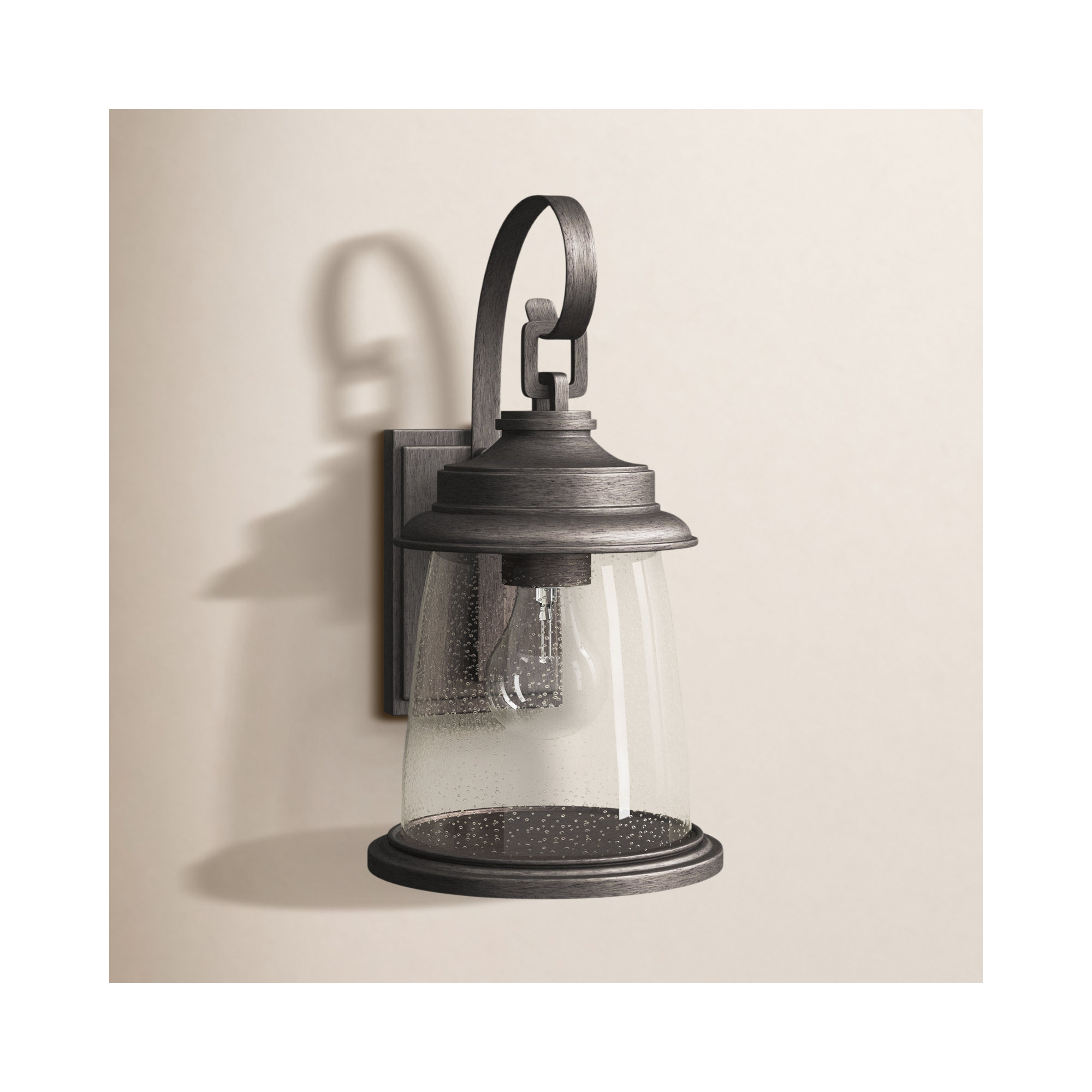 Single Light Bell Outdoor Wall Light, 16" H x 8.63" W x 10.25" D, Antique Pewter