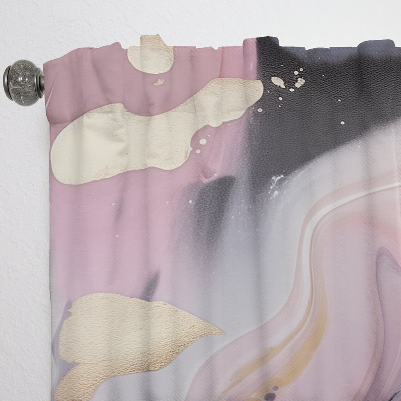 Hughston - Gold And Pink Swirl Ink I - Modern Curtain - Velvet Room Darkening - 1 panel, 52" W x 84" L