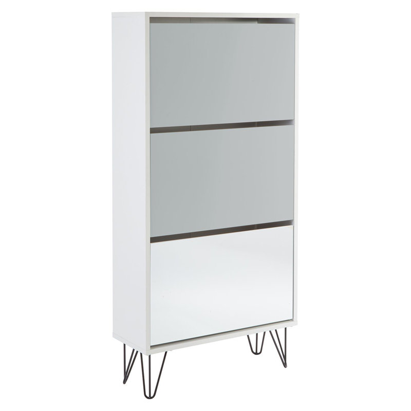 Azeil Flip Down Shoe Storage, White/Gray, 3 Shelves