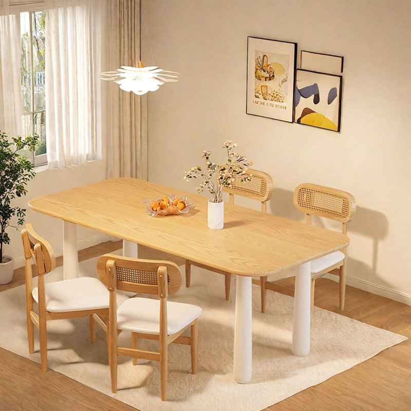 Solid Wood Rectangular Dining Table, Sturdy Legs, 29.5"H x 70.9"L x 31.5"W