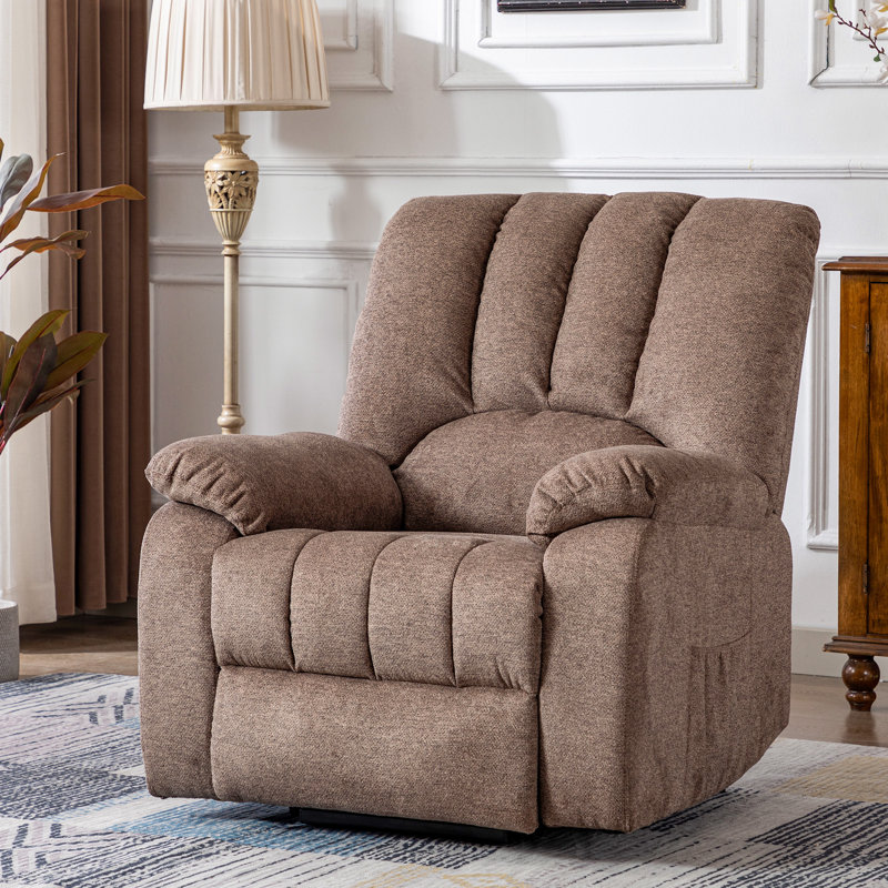 Esquiel 92cm Wide Velvet Lift Assist Standard Recliner with Massager, Brown