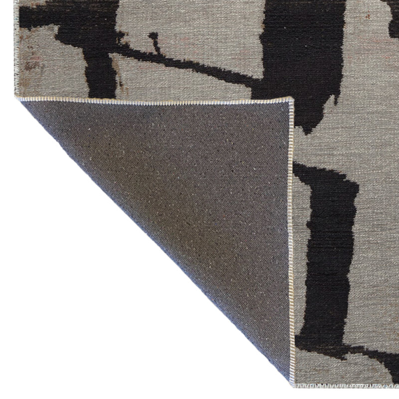 Tapis décoratif moderne à motif abstrait noir et noir, Tapis de couloir 4 pi x 8 pi 3 po