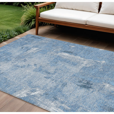 Tapis intérieur lavable abstrait bleu 8 pi x 10 pi Denim